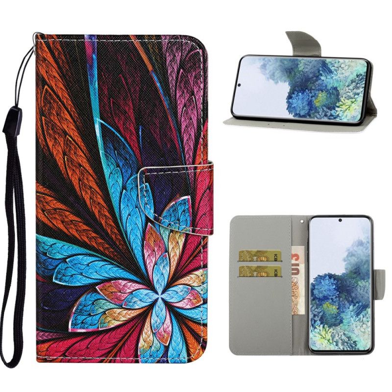 Obudowa Samsung Galaxy S21 Ultra 5G Etui na Telefon Kolorowe Liście Z Paskiem