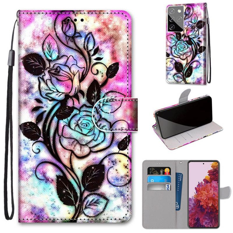 Obudowa Samsung Galaxy S21 Ultra 5G Etui na Telefon Neonowe Kwiaty