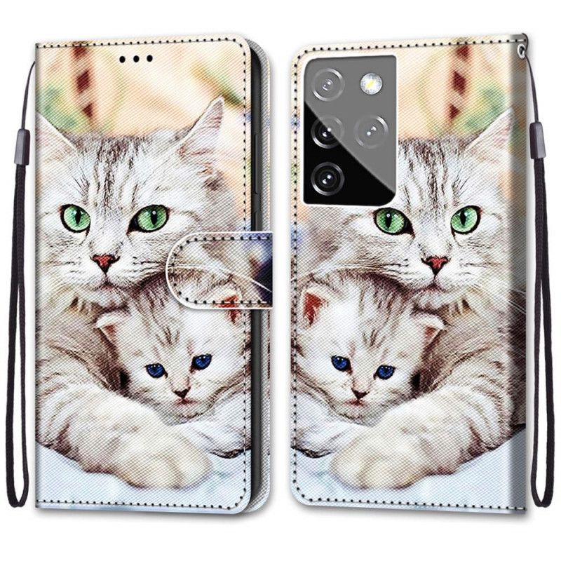 Obudowa Samsung Galaxy S21 Ultra 5G Etui na Telefon Rodzina Kotów