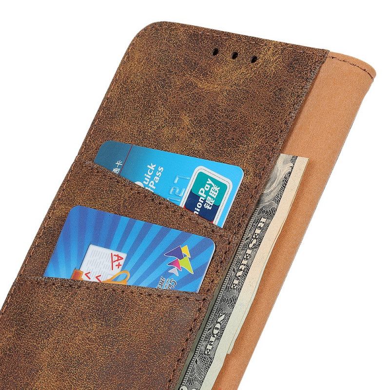 Skórzany Futerał Samsung Galaxy S21 Ultra 5G Brązowy Szary Etui na Telefon Dwoina W Stylu Vintage