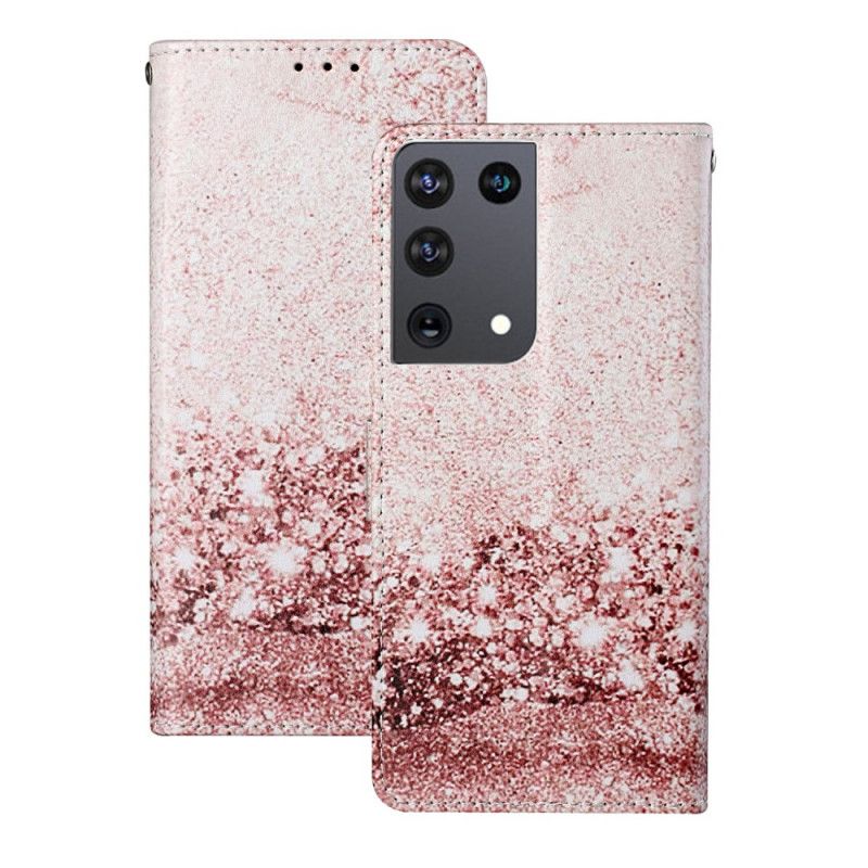 Skórzany Futerał Samsung Galaxy S21 Ultra 5G Etui na Telefon Designerskie Cekiny