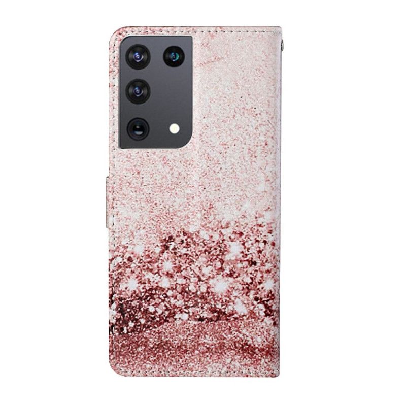 Skórzany Futerał Samsung Galaxy S21 Ultra 5G Etui na Telefon Designerskie Cekiny