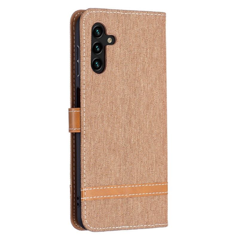 Etui Folio Do Samsung Galaxy A13 5g Efekt Tkaniny I Skóry Z Paskiem