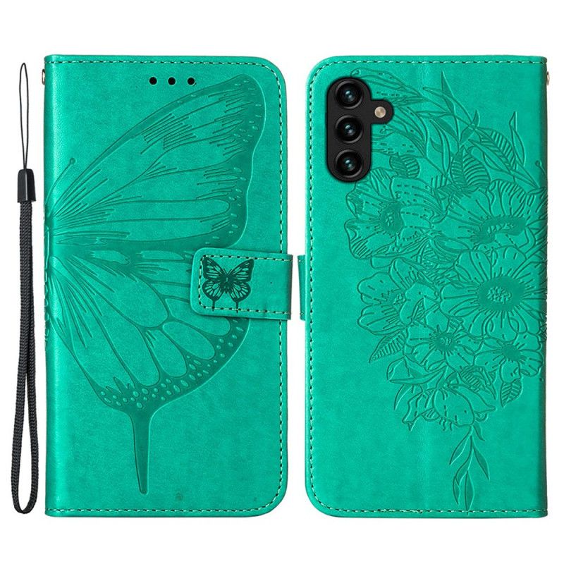 Etui Folio Do Samsung Galaxy A13 5g Projekt Motyla Ze Smyczą