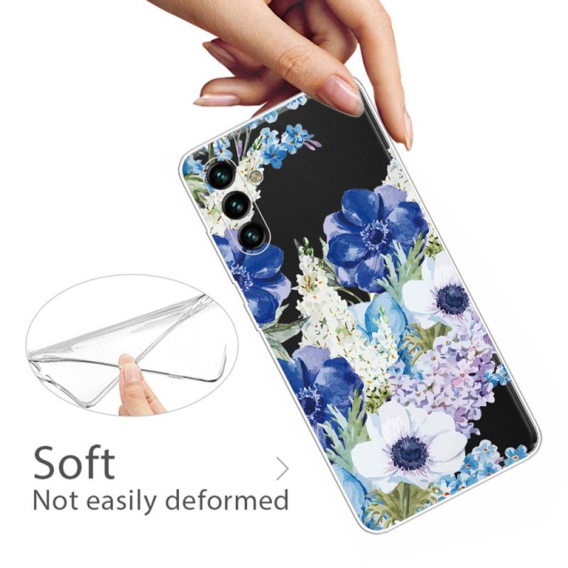 Etui Samsung Galaxy A13 5g Niebieskie Kwiaty Akwarela Etui Ochronne