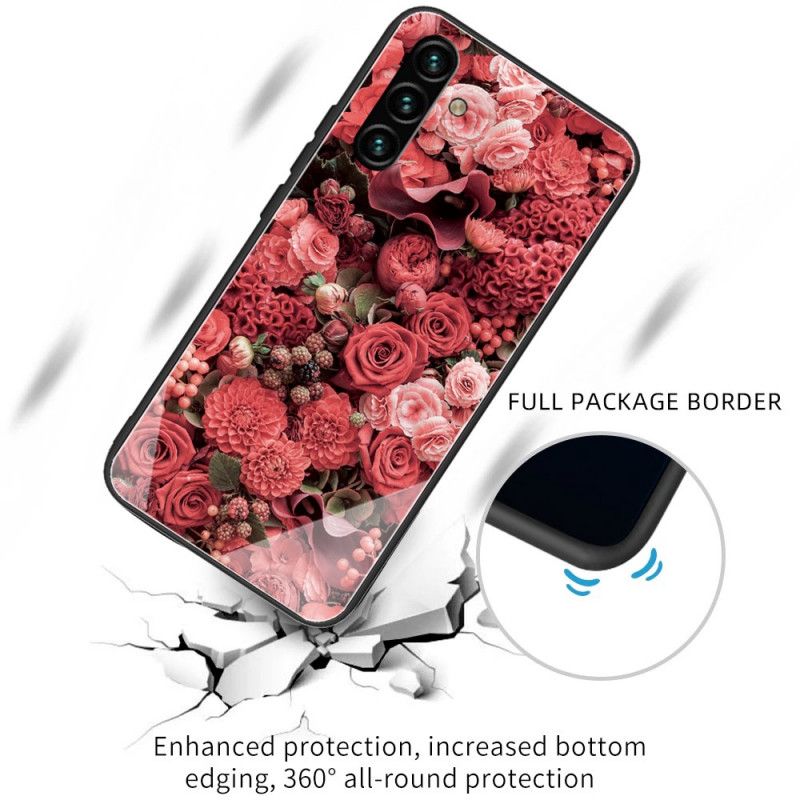 Etui Samsung Galaxy A13 5g Szkło Hartowane Różowe Kwiaty Etui Ochronne