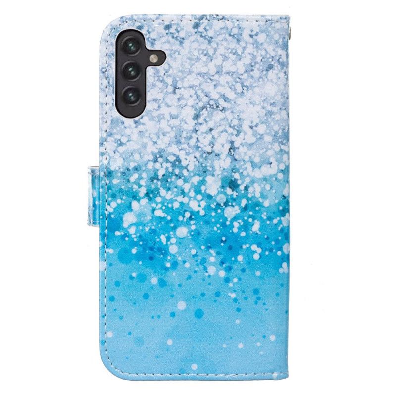 Skórzany Futerał Samsung Galaxy A13 5g Etui Na Telefon Gradient Niebieskie Cekiny