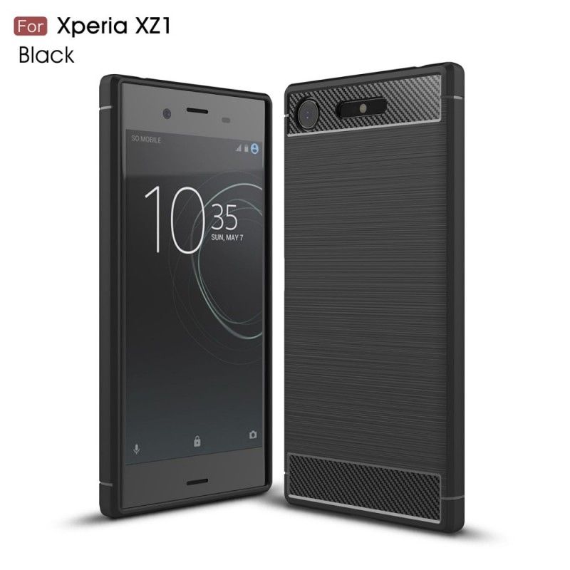 Etui Sony Xperia XZ1 Czerwony Czarny Szczotkowane Włókno Węglowe Etui Ochronne