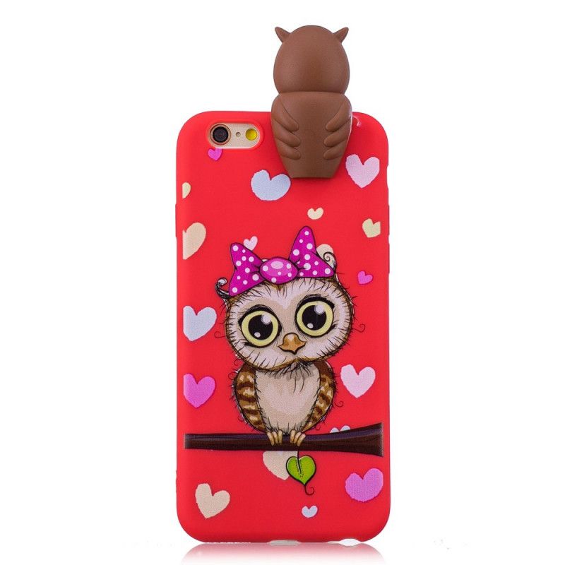 Etui iPhone 6 / 6S Granatowy Czerwony Sowa 3D Etui Ochronne