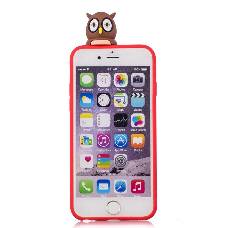 Etui iPhone 6 / 6S Granatowy Czerwony Sowa 3D Etui Ochronne