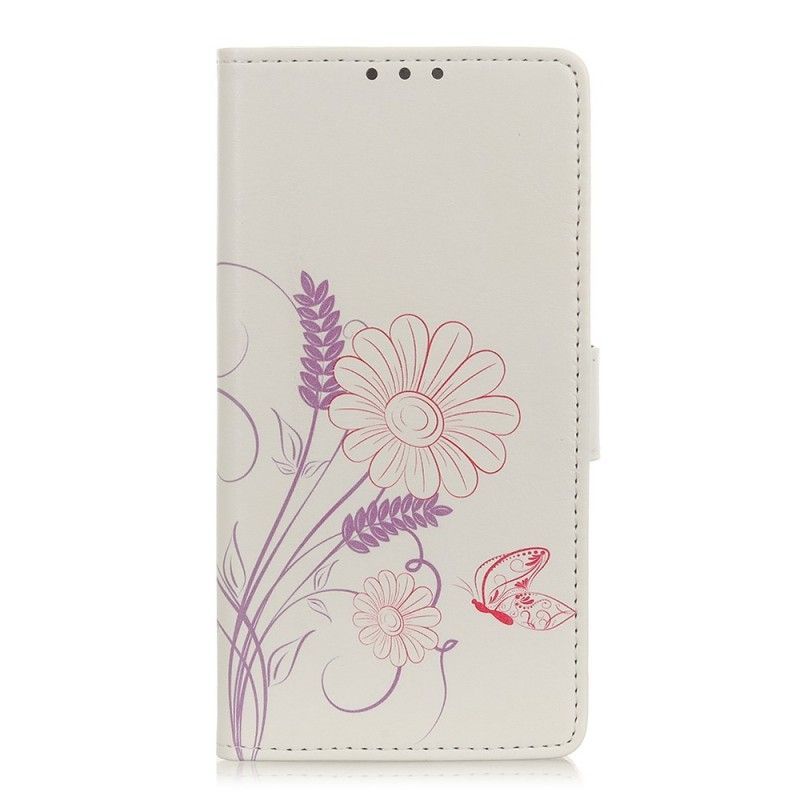 Etui Folio Huawei Y6 2019 Rysowanie Motyli I Kwiatów