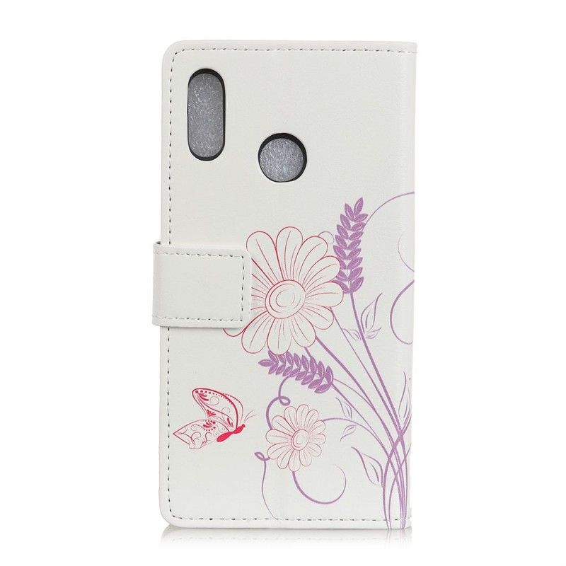 Etui Folio Huawei Y6 2019 Rysowanie Motyli I Kwiatów