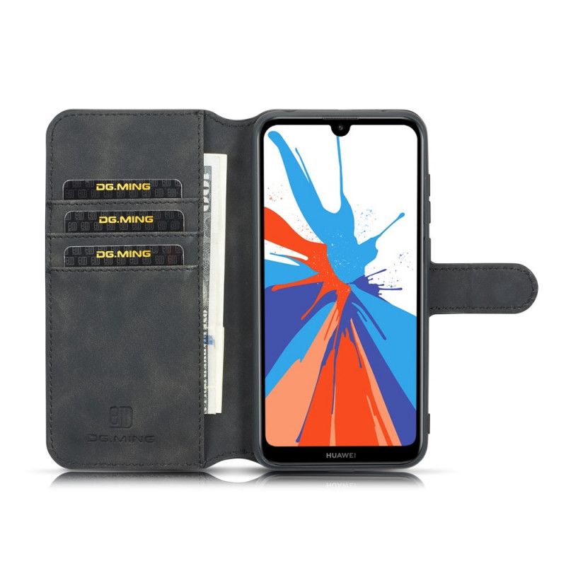 Etui Folio Huawei Y6 2019 Szary Czarny Retro Dg.Ming Etui Ochronne