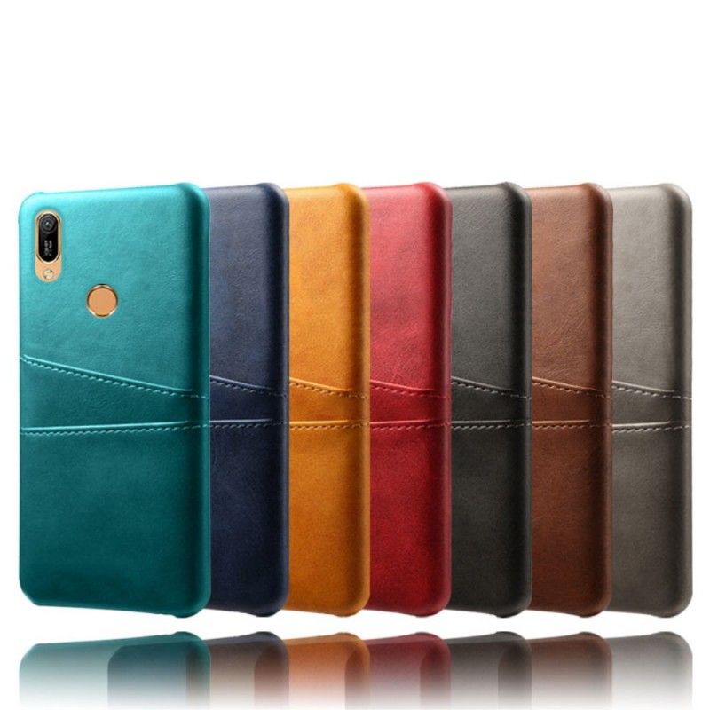 Futerały Huawei Y6 2019 Granatowy Czerwony Etui na Telefon Etui Na Karty Z Efektem Skóry