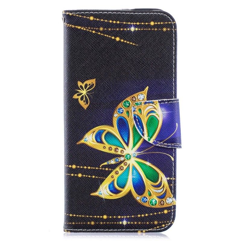 Skórzany Futerał Huawei Y6 2019 Etui na Telefon Magiczny Motyl