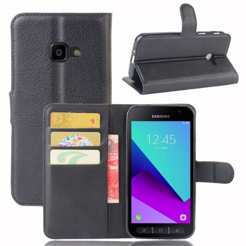 Skórzany Futerał Samsung Galaxy XCover 4S / 4 Biały Czarny Etui na Telefon Klasyczny
