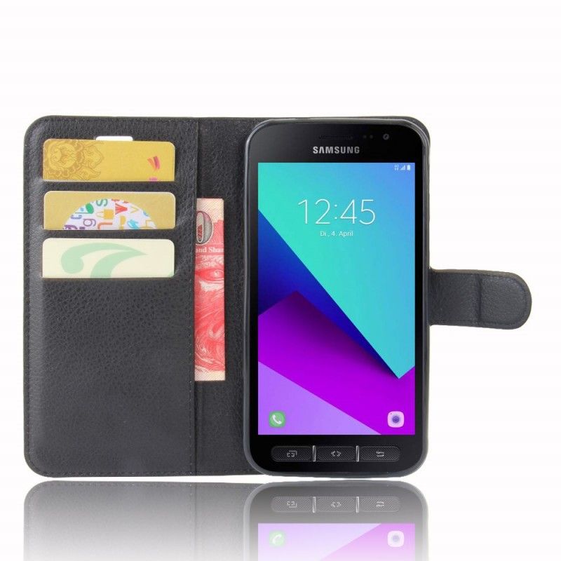 Skórzany Futerał Samsung Galaxy XCover 4S / 4 Biały Czarny Etui na Telefon Klasyczny