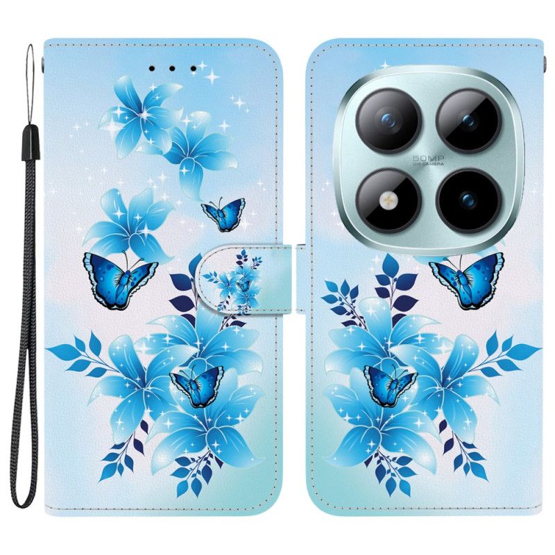 Etui Folio Do Xiaomi Redmi Note 15 Pro 5g Niebieski Motyle