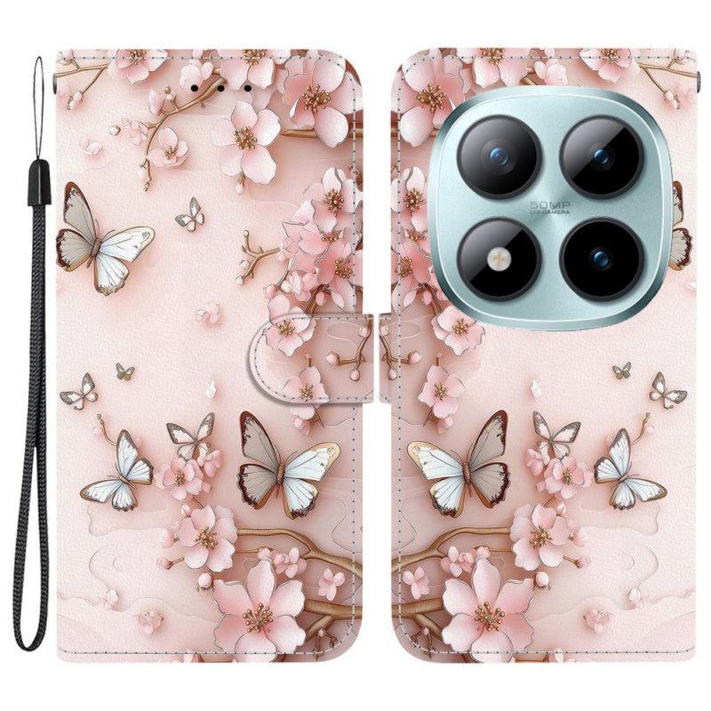 Etui Folio Do Xiaomi Redmi Note 15 Pro 5g Różowe Motyle