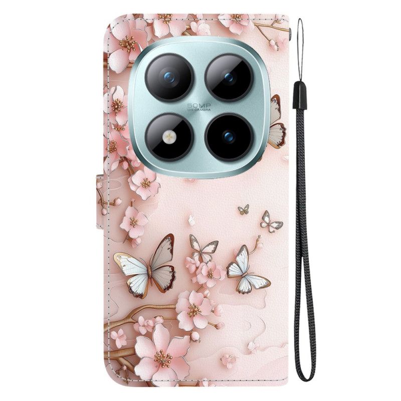 Etui Folio Do Xiaomi Redmi Note 15 Pro 5g Różowe Motyle