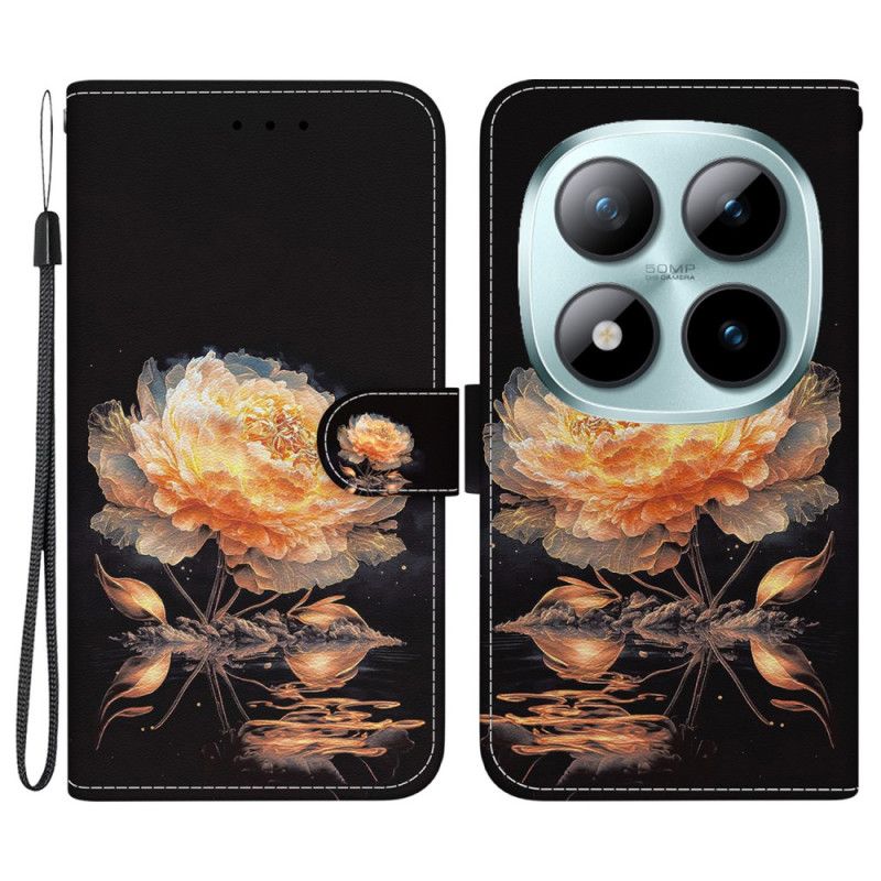 Etui Folio Do Xiaomi Redmi Note 15 Pro 5g Złota Piwonia