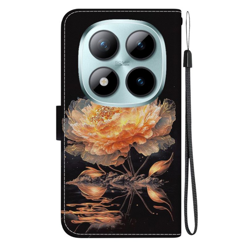 Etui Folio Do Xiaomi Redmi Note 15 Pro 5g Złota Piwonia