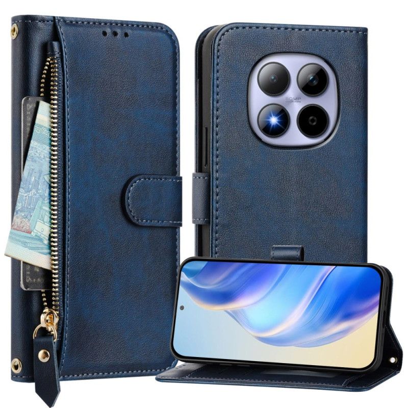 Etui Folio Xiaomi Redmi Note 15 Pro 5g Kieszeń Na Zamek I Wiele Przegródek Na Karty Etui Ochronne