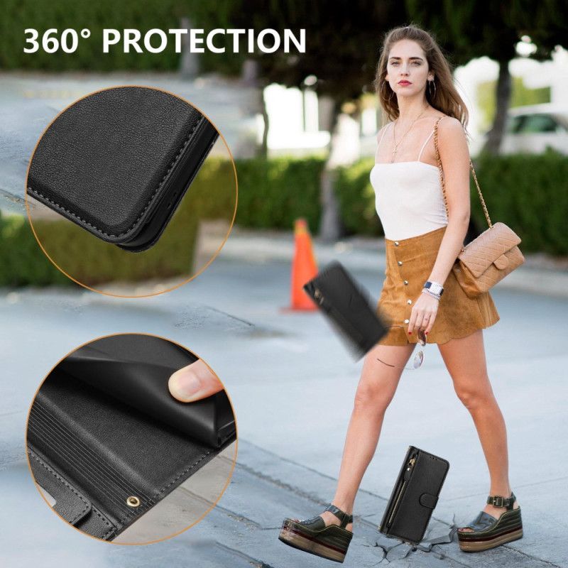 Etui Folio Xiaomi Redmi Note 15 Pro 5g Kieszeń Na Zamek I Wiele Przegródek Na Karty Etui Ochronne