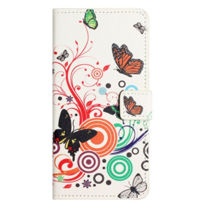 Etui Folio Xiaomi Redmi Note 15 Pro 5g Motyle Na Białym Tle