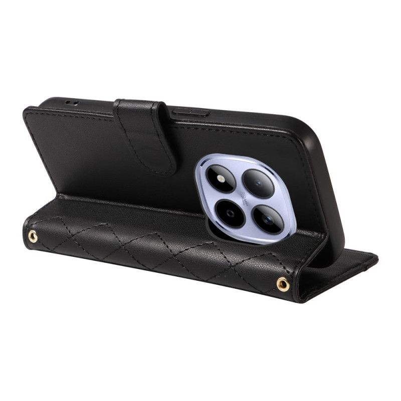 Etui Folio Xiaomi Redmi Note 15 Pro 5g Pikowane Z Paskami