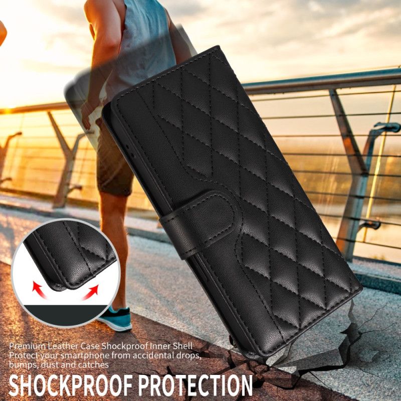 Etui Folio Xiaomi Redmi Note 15 Pro 5g Pikowane Z Paskami