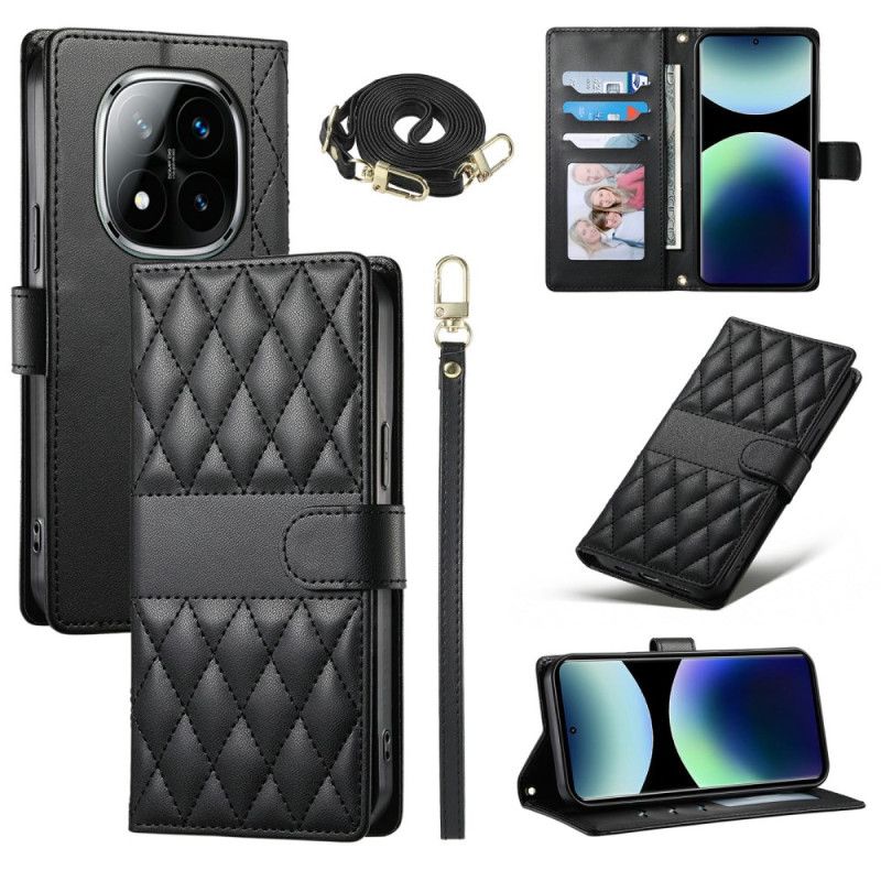 Etui Folio Xiaomi Redmi Note 15 Pro 5g Pikowane Z Paskami Etui Ochronne