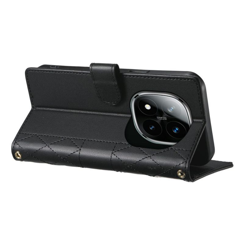 Etui Folio Xiaomi Redmi Note 15 Pro 5g Pikowane Z Paskami Etui Ochronne