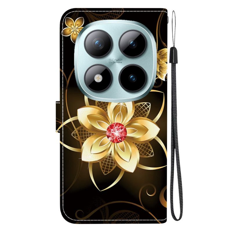 Etui Folio Xiaomi Redmi Note 15 Pro 5g Złoty Kwiat