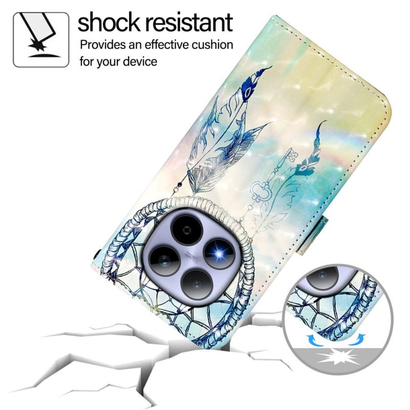 Skórzany Futerał Xiaomi Redmi Note 15 Pro 5g Etui Na Telefon Akwarelowy Łapacz Snów