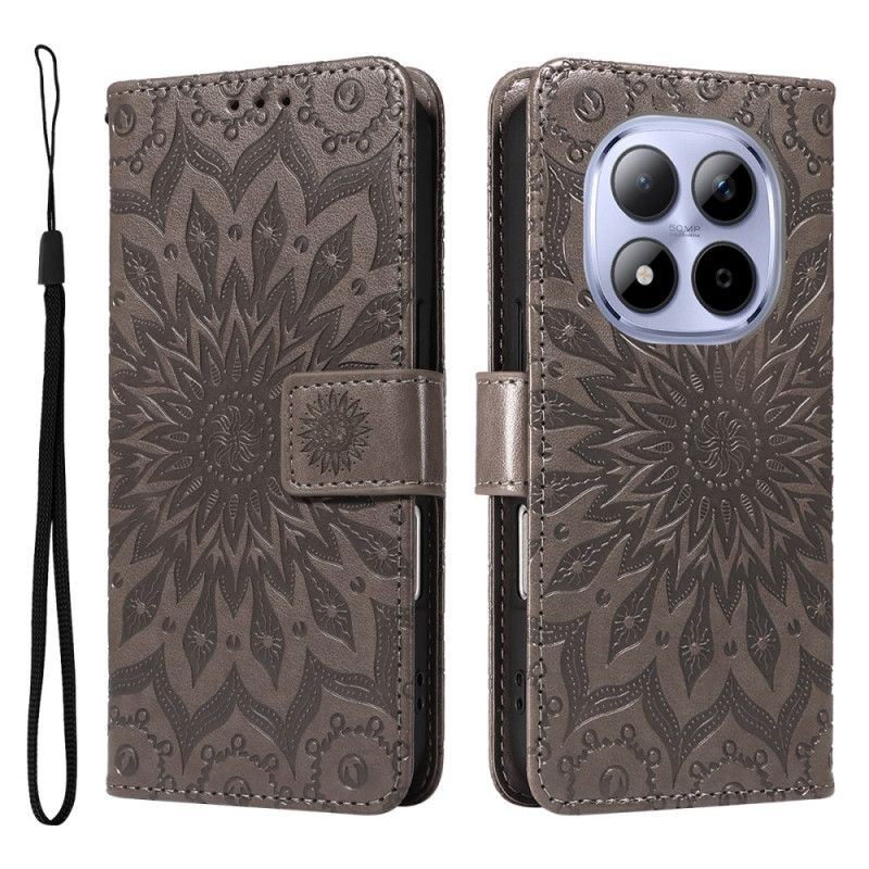 Skórzany Futerał Xiaomi Redmi Note 15 Pro 5g Etui Na Telefon Wzór Słonecznika
