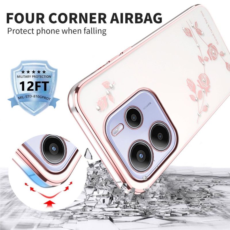 Etui Do Xiaomi Redmi Note 14 4g Kryształki I Kwiaty