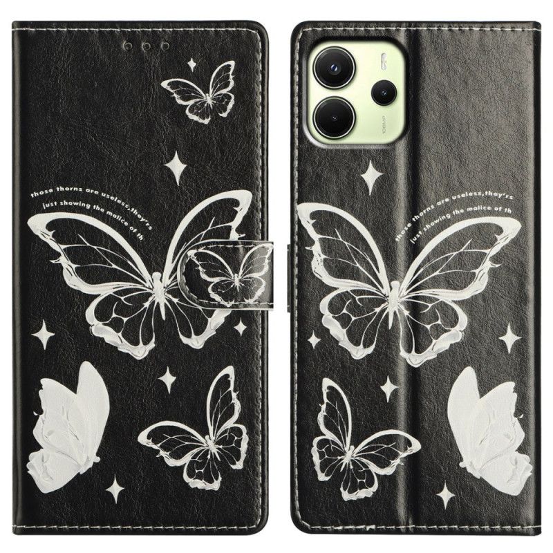 Etui Folio Do Xiaomi Redmi Note 14 4g CZarno-białe Motyle