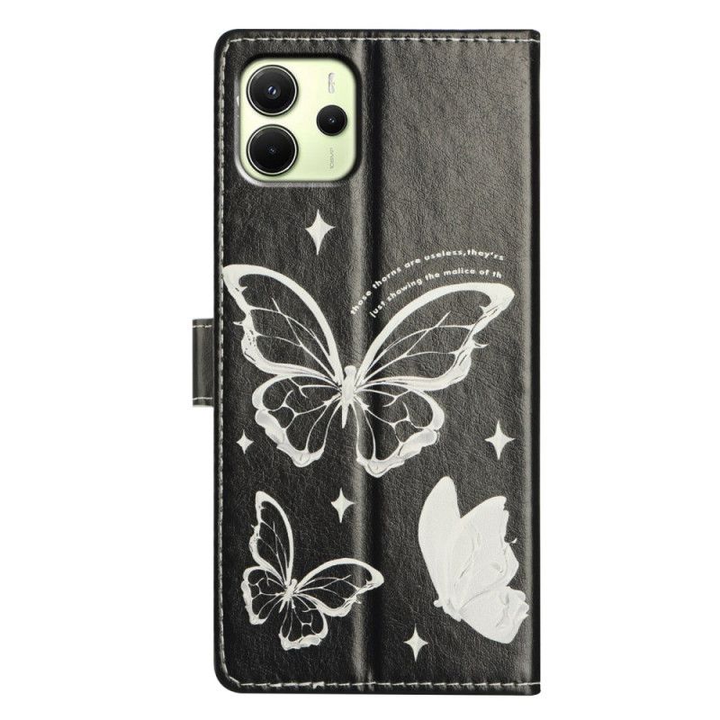 Etui Folio Do Xiaomi Redmi Note 14 4g CZarno-białe Motyle