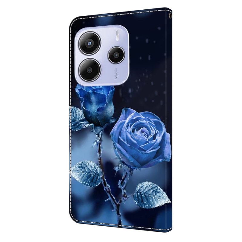 Etui Folio Do Xiaomi Redmi Note 14 4g Niebieskie Róże