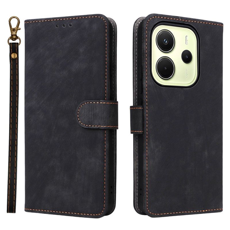 Etui Folio Do Xiaomi Redmi Note 14 4g Ochrona Rfid Efekt Zamszu Z Paskiem