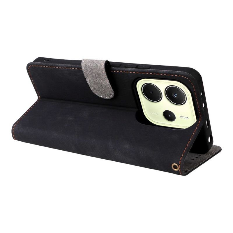 Etui Folio Do Xiaomi Redmi Note 14 4g Ochrona Rfid Efekt Zamszu Z Paskiem