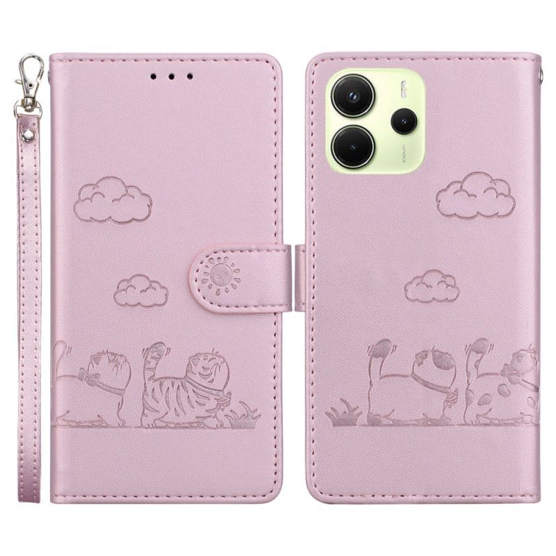 Etui Folio Do Xiaomi Redmi Note 14 4g Pasek Z Motywem Kota