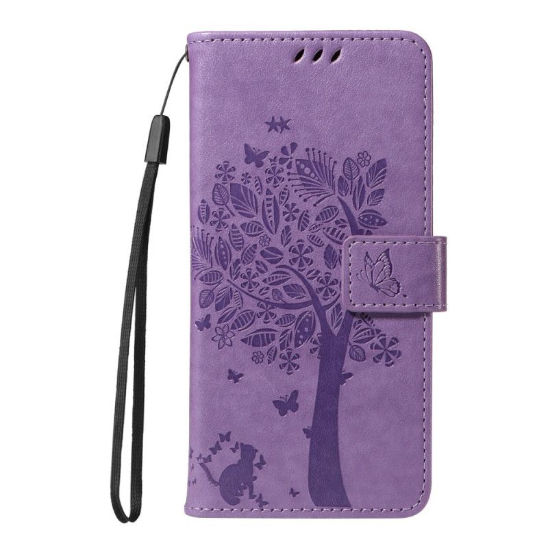Etui Folio Xiaomi Redmi Note 14 4g Drzewo I Kot Etui Ochronne