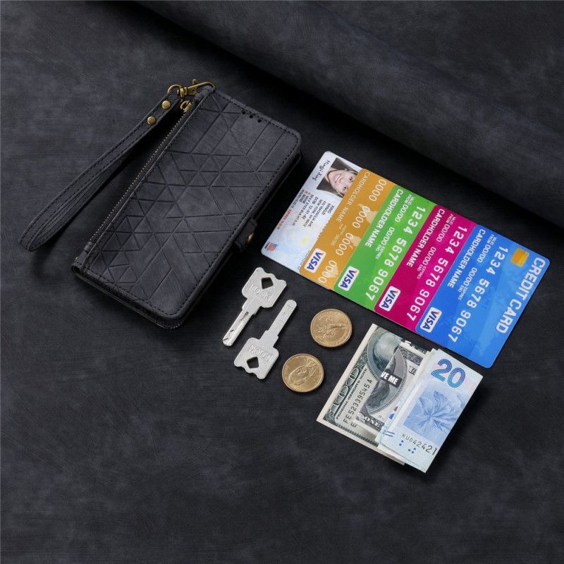 Etui Folio Xiaomi Redmi Note 14 4g Geometryczne Linie Z Paskiem Etui Ochronne