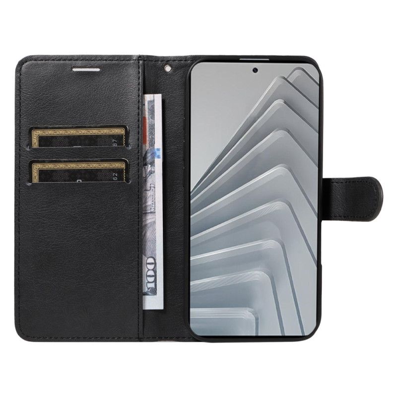 Etui Folio Xiaomi Redmi Note 14 4g Gładka Sztuczna Skóra Z Paskiem