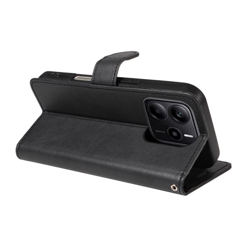 Etui Folio Xiaomi Redmi Note 14 4g Gładka Sztuczna Skóra Z Paskiem