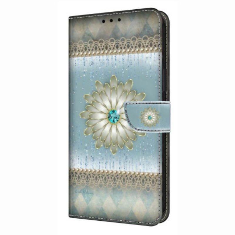 Etui Folio Xiaomi Redmi Note 14 4g Kwiat I Niebieski Diament
