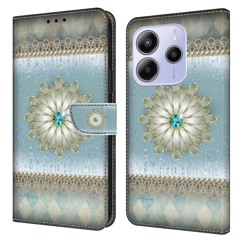 Etui Folio Xiaomi Redmi Note 14 4g Kwiat I Niebieski Diament