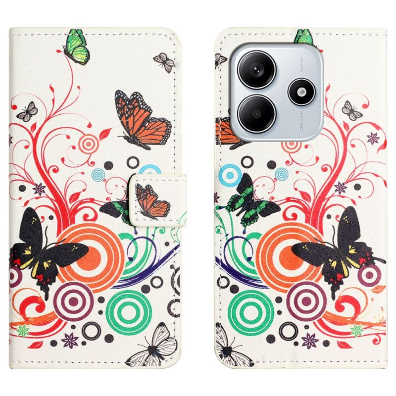 Etui Folio Xiaomi Redmi Note 14 4g Motyle Na Białym Tle Etui Ochronne